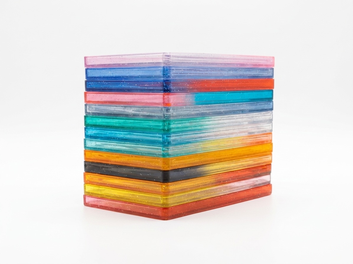 A stack of BumperGuard PSA slab protectors in over 40 colors
