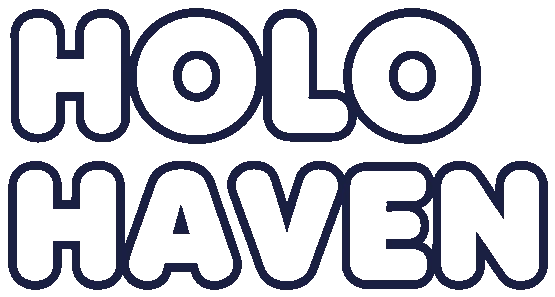 What prompt 1 returns: a clean line-art trace of just the HOLO HAVEN wordmark on a transparent background