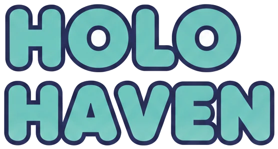 The uploaded artwork: a teal bubble-letter HOLO HAVEN wordmark on a transparent background